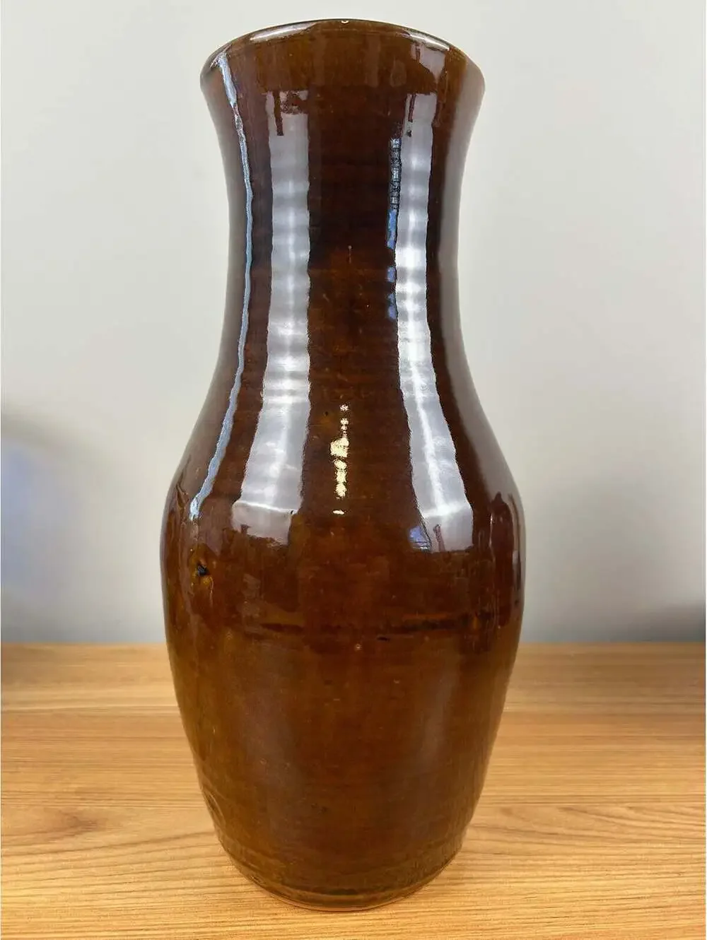Browns Pottery Arden NC Tall Brown Hand Thrown Pottery Vase 11.5